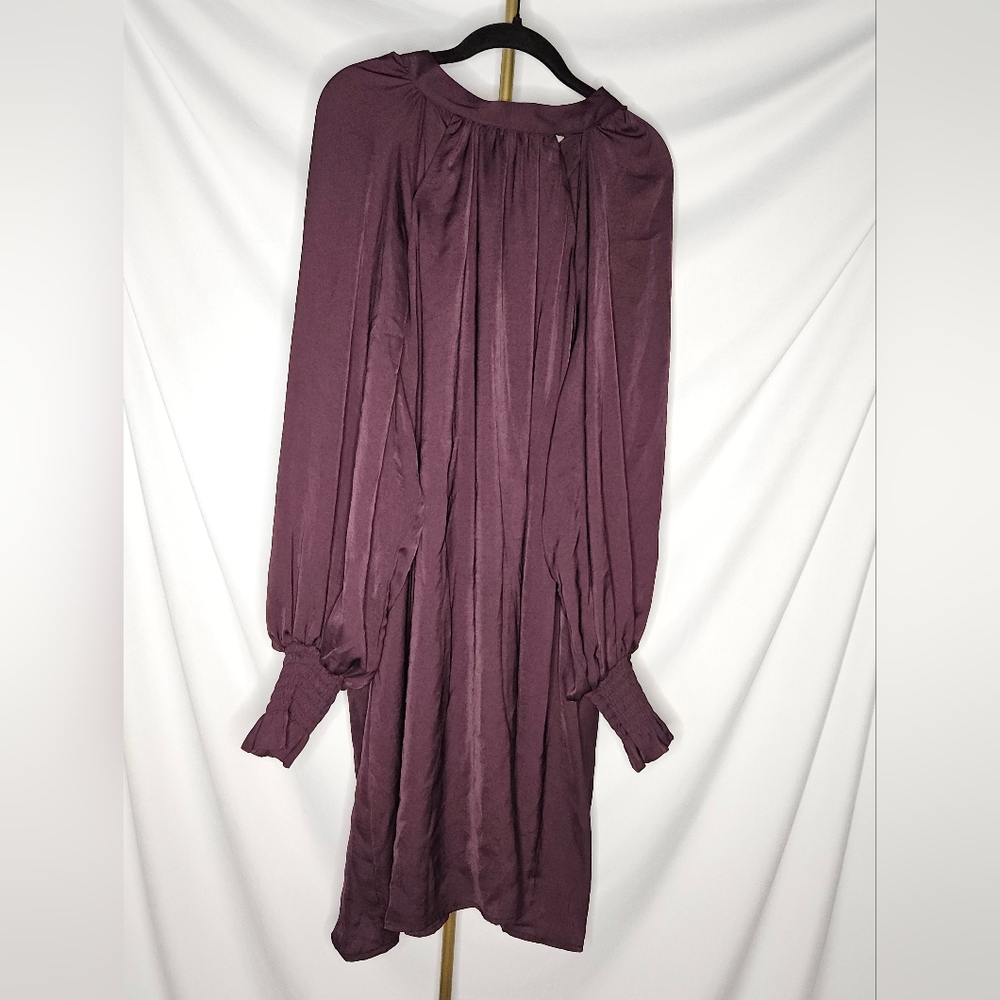 Banana Republic Purple Pleated Balloon Sleeve Dress XL